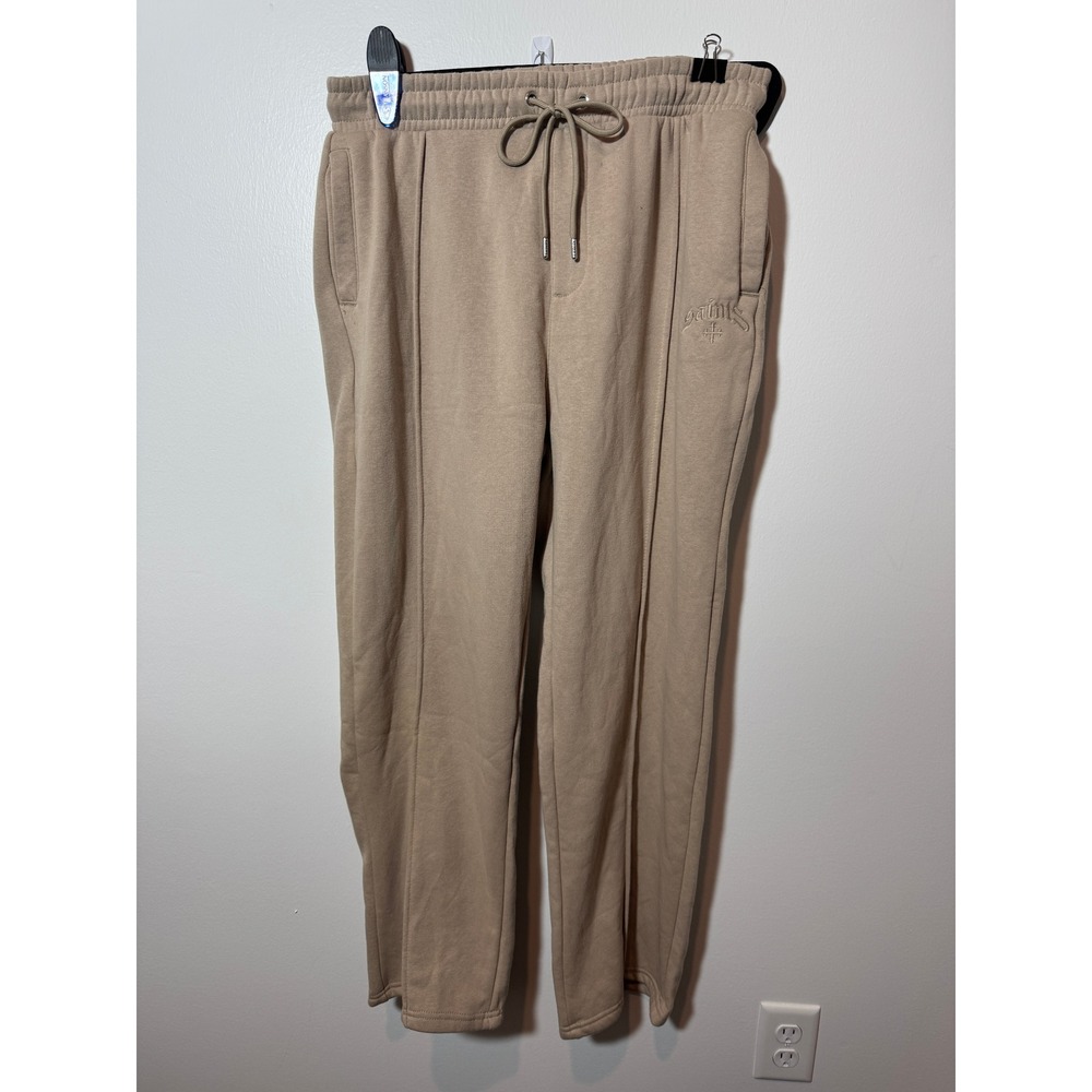 Saints Studio Sweatpants Mens Large Tan Excellent Pintuck Seam‎ Joggers
